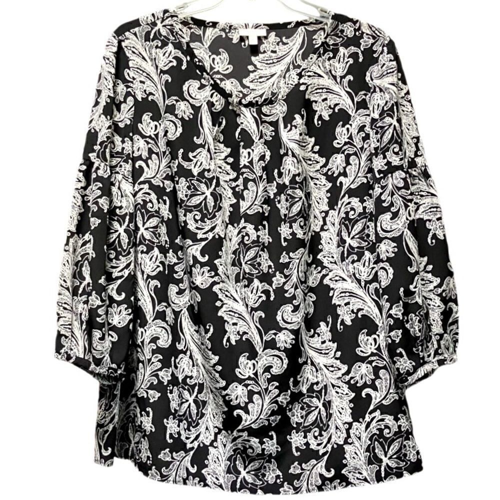 Talbots Floral Blouse in Black/White Women’s M